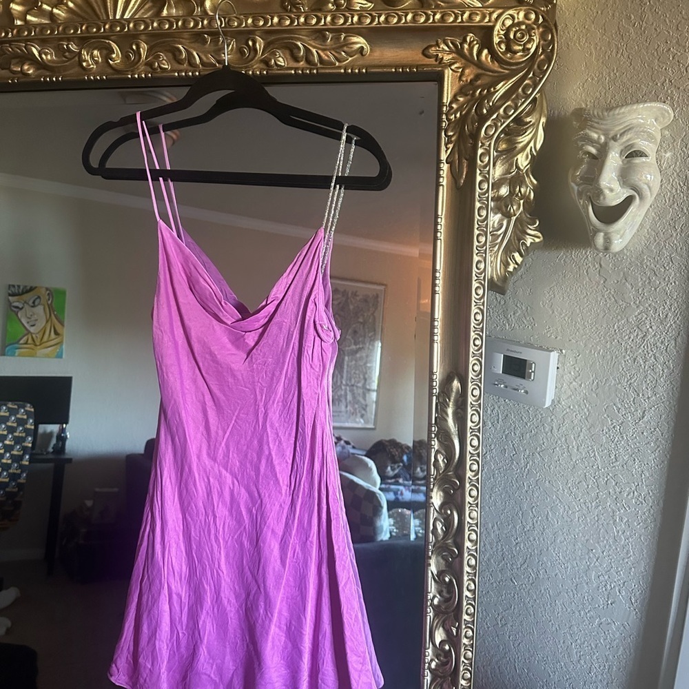 Zara Soft Pink Satin Mini Dress Women’s Size Large - Picture 2 of 5